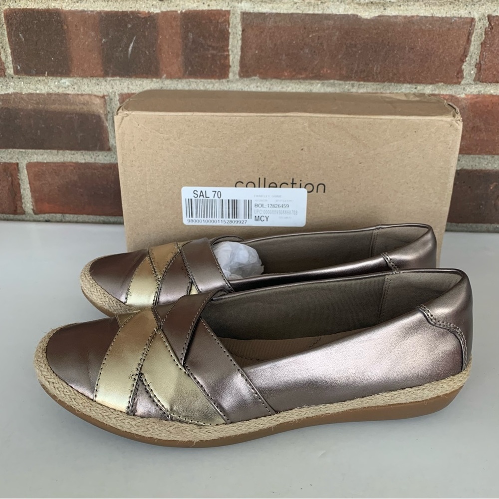 Clarks Women’s Danelly Shine Pewter Leather Slip … - image 7